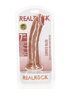 Shots RealRock Realistic 7" Curved Dildo - Tan