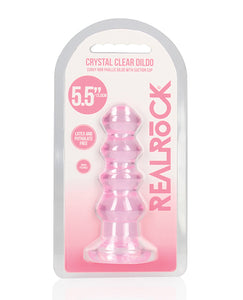 Shots RealRock Crystal Clear 5.5" Curvy Dildo/Butt Plug - Pink
