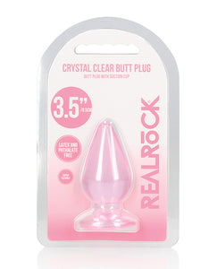 Shots RealRock Crystal Clear 3.5" Anal Plug - Pink