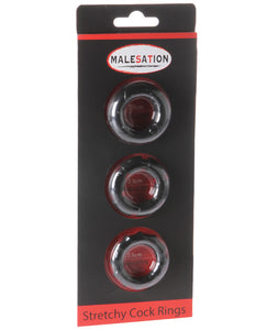 MALESATION Stretchy Cock Rings - Pack of 3 Black