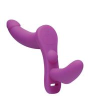 Strap U Double Take Double Penetration Vibrating Strap On Harness - Purple