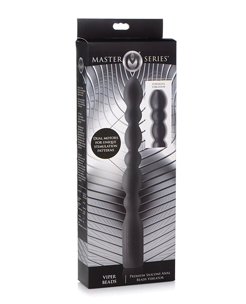 Master Series 10x Viper Silicone Anal Beads Vibrator - Black