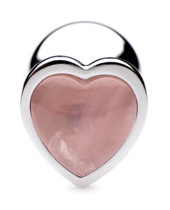 Booty Sparks Gemstones Rose Quartz Heart Anal Plug - Medium