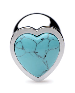 Booty Sparks Gemstones Turquoise Heart Anal Plug - Medium